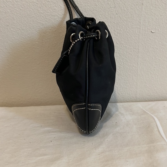COACH 8669 Mini Drawstring Signature Nylon & Leather Coin Pouch Purse Rare! EUC! - Picture 6 of 9